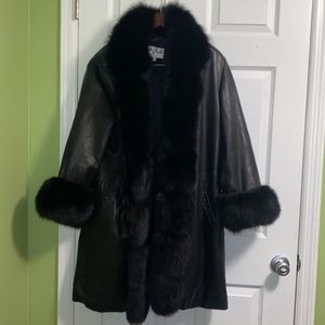 Talk of the Walk leather and fox fur stroller coat